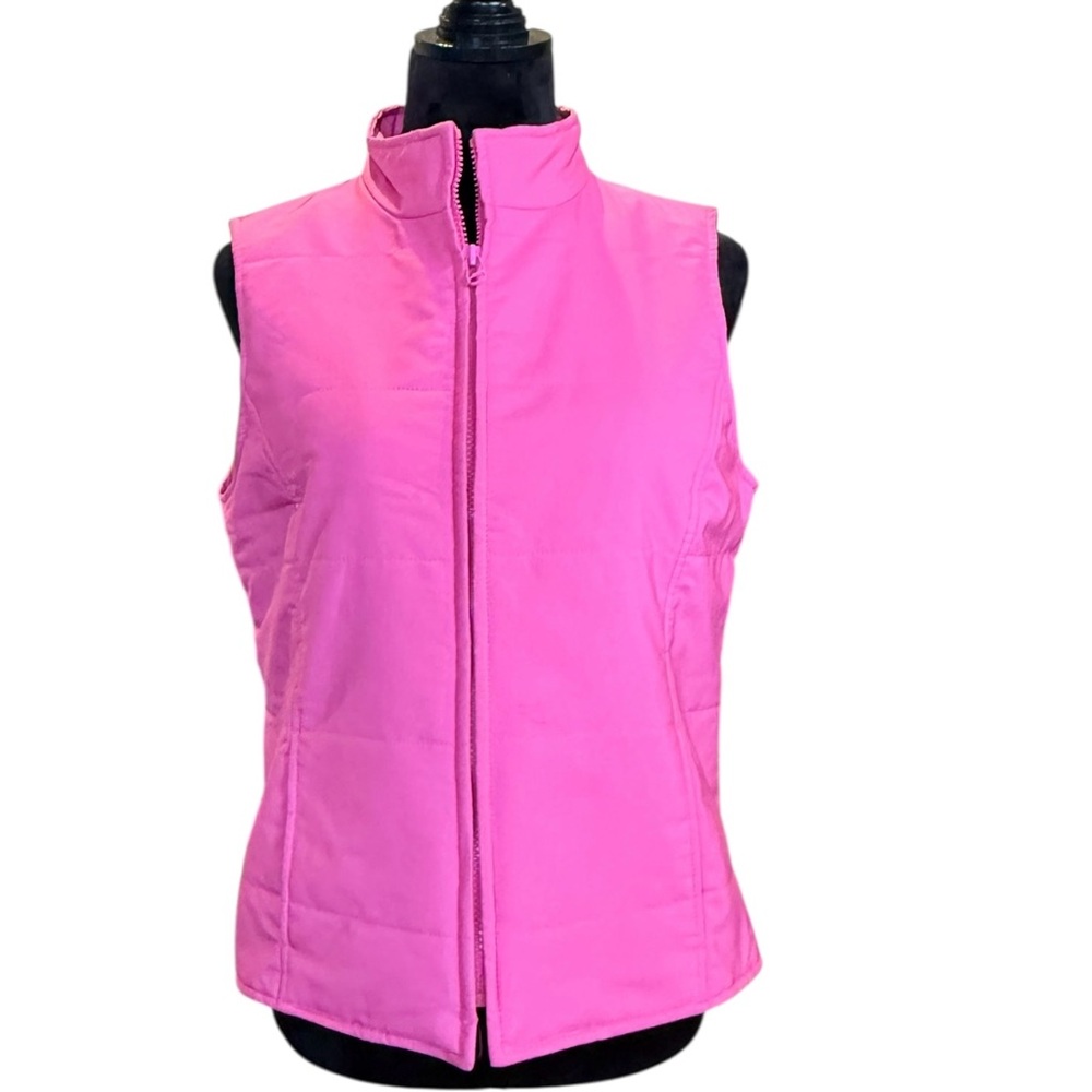 Petite Sophisticate Women's Bright Barbie Pink Vest Medium Polyester Vintage